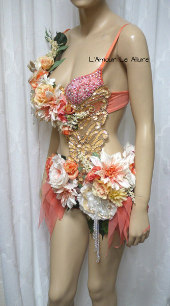 Sweet as a Peach Spring Fairy Bra and Skirt Monokini Costume