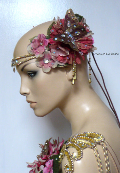 Golden Spring Fairy Goddess Flower Crown Halloween Costume Headband Headpiece Rave