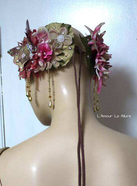 Golden Spring Fairy Goddess Flower Crown Halloween Costume Headband Headpiece Rave