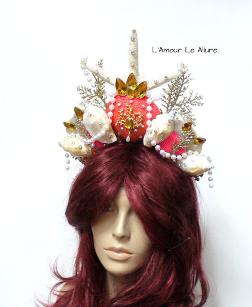 Orange Gold Tiara Mermaid Crown Cosplay Dance