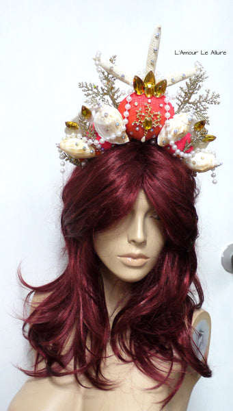 Orange Gold Tiara Mermaid Crown Cosplay Dance