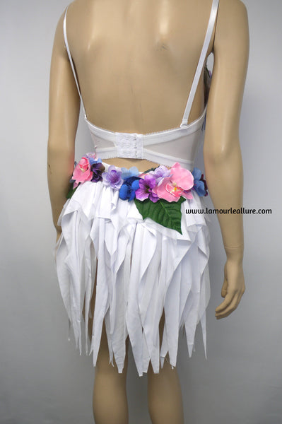 Iridescent Pink and Purple Flower Fairy Bra and Skirt Costume Dance Rave Halloween