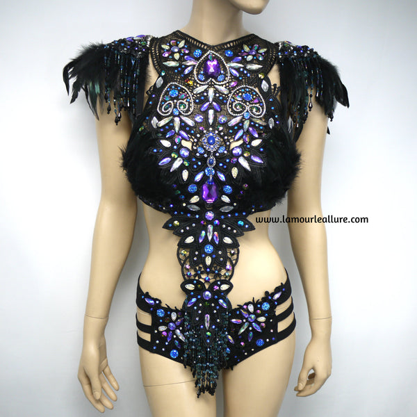 Dark Angel Fairy Costume Dance Rave Bra and Shorts Halloween