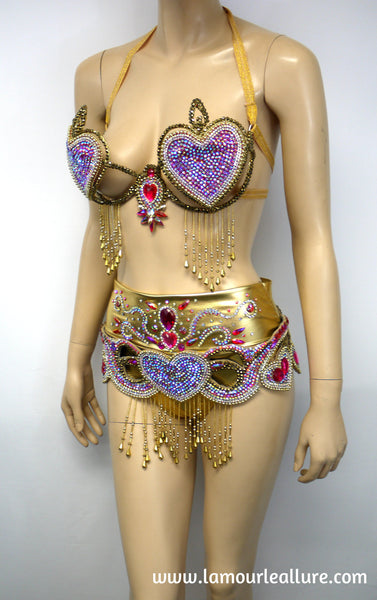 Queen of Hearts Cupid Samba Carnival Top Belt Crown and High Waisted Bottom