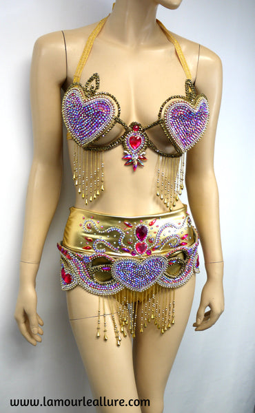 Queen of Hearts Cupid Samba Carnival Top Belt Crown and High Waisted Bottom