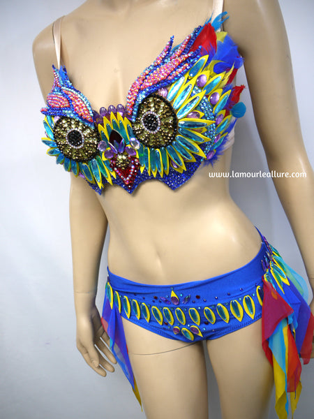 EDC Electric Daisy Carnival Owl Bra and Shorts Costume