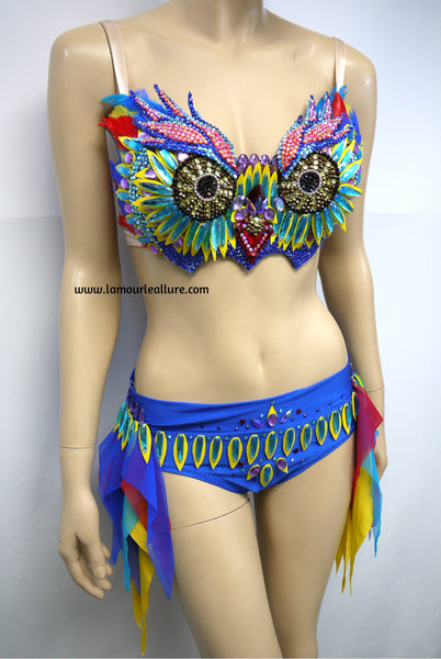 EDC Electric Daisy Carnival Owl Bra and Shorts Costume