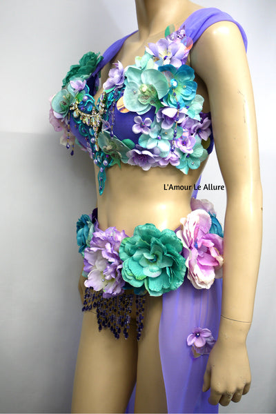 Two Piece Lavender Purple and Turquoise Teal Fairy Gown with Train Costume