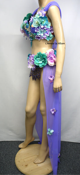 Two Piece Lavender Purple and Turquoise Teal Fairy Gown with Train Costume