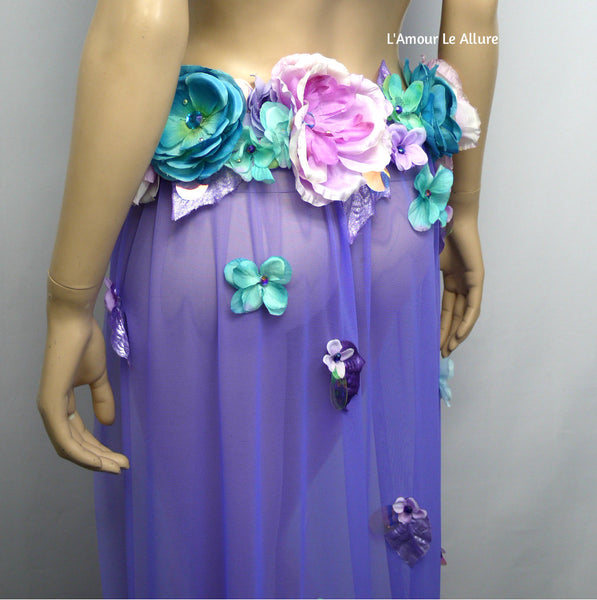 Two Piece Lavender Purple and Turquoise Teal Fairy Gown with Train Costume