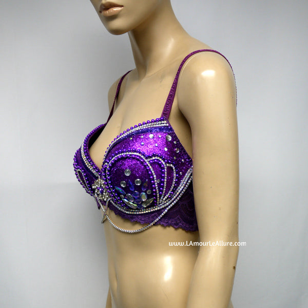 Princess Ariel Purple Glitter Iridescent Silver Mermaid Top