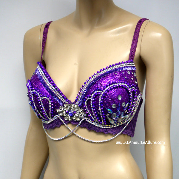 Princess Ariel Purple Glitter Iridescent Silver Mermaid Top