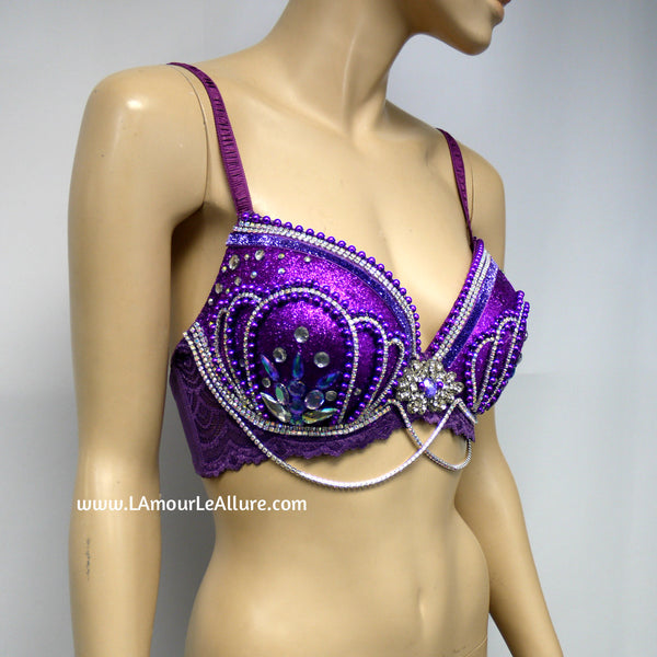 Princess Ariel Purple Glitter Iridescent Silver Mermaid Top