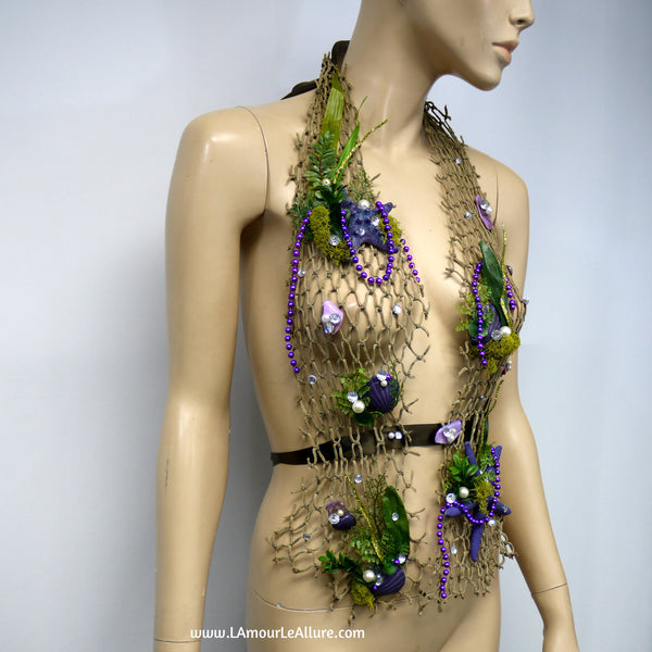 Sirens Of The Sea Purple Green Ariel Netted Siren Mermaid Halter Top