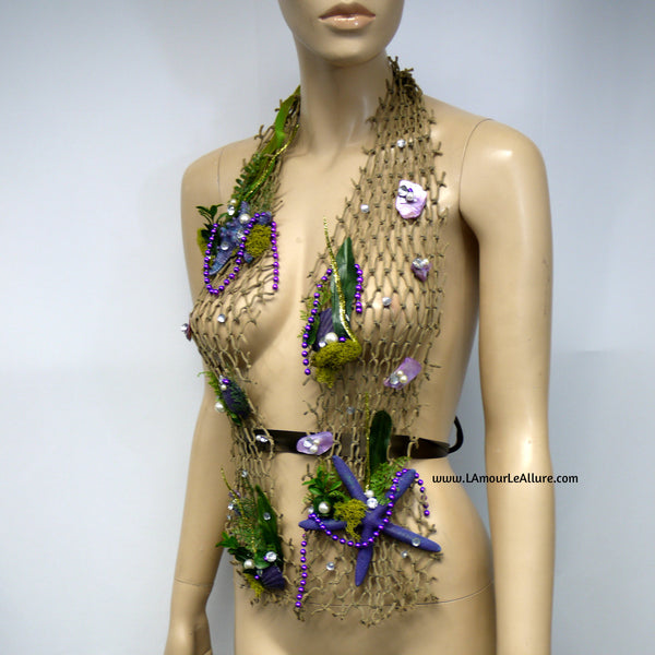 Sirens Of The Sea Purple Green Ariel Netted Siren Mermaid Halter Top