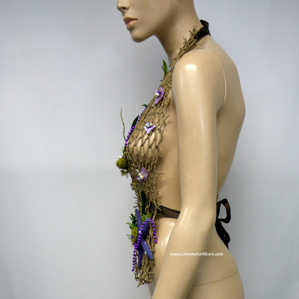 Sirens Of The Sea Purple Green Ariel Netted Siren Mermaid Halter Top