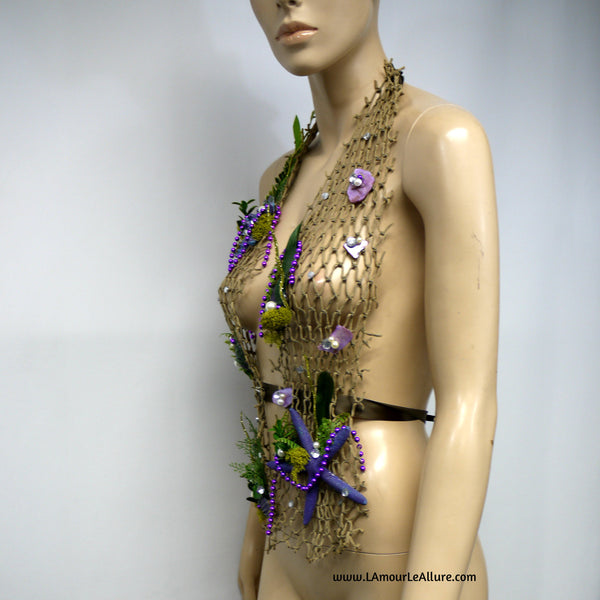 Sirens Of The Sea Purple Green Ariel Netted Siren Mermaid Halter Top