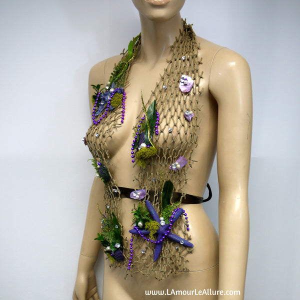 Sirens Of The Sea Purple Green Ariel Netted Siren Mermaid Halter Top