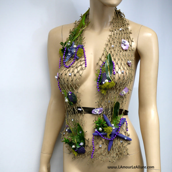 Sirens Of The Sea Purple Green Ariel Netted Siren Mermaid Halter Top