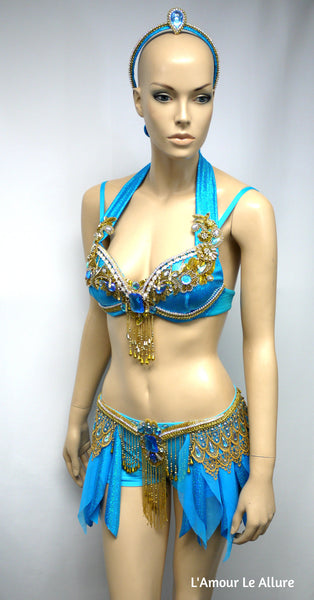 Princess Jasmine Cosplay Dance Costume Rave Bra and Shorts Halloween Comicon