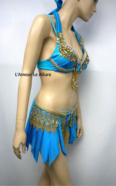 Princess Jasmine Cosplay Dance Costume Rave Bra and Shorts Halloween Comicon