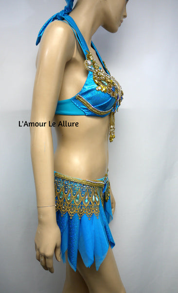 Princess Jasmine Cosplay Dance Costume Rave Bra and Shorts Halloween Comicon