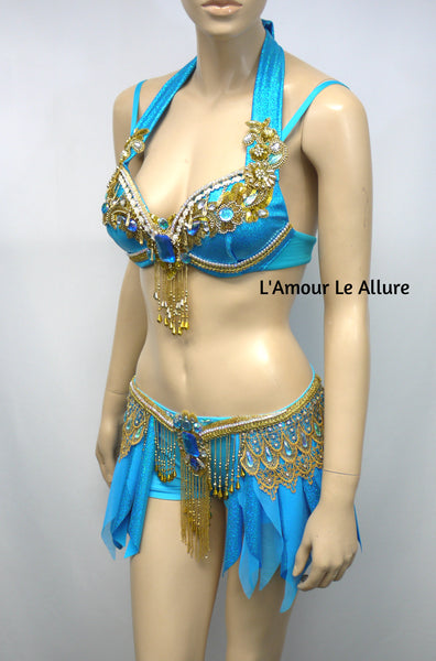 Princess Jasmine Cosplay Dance Costume Rave Bra and Shorts Halloween Comicon