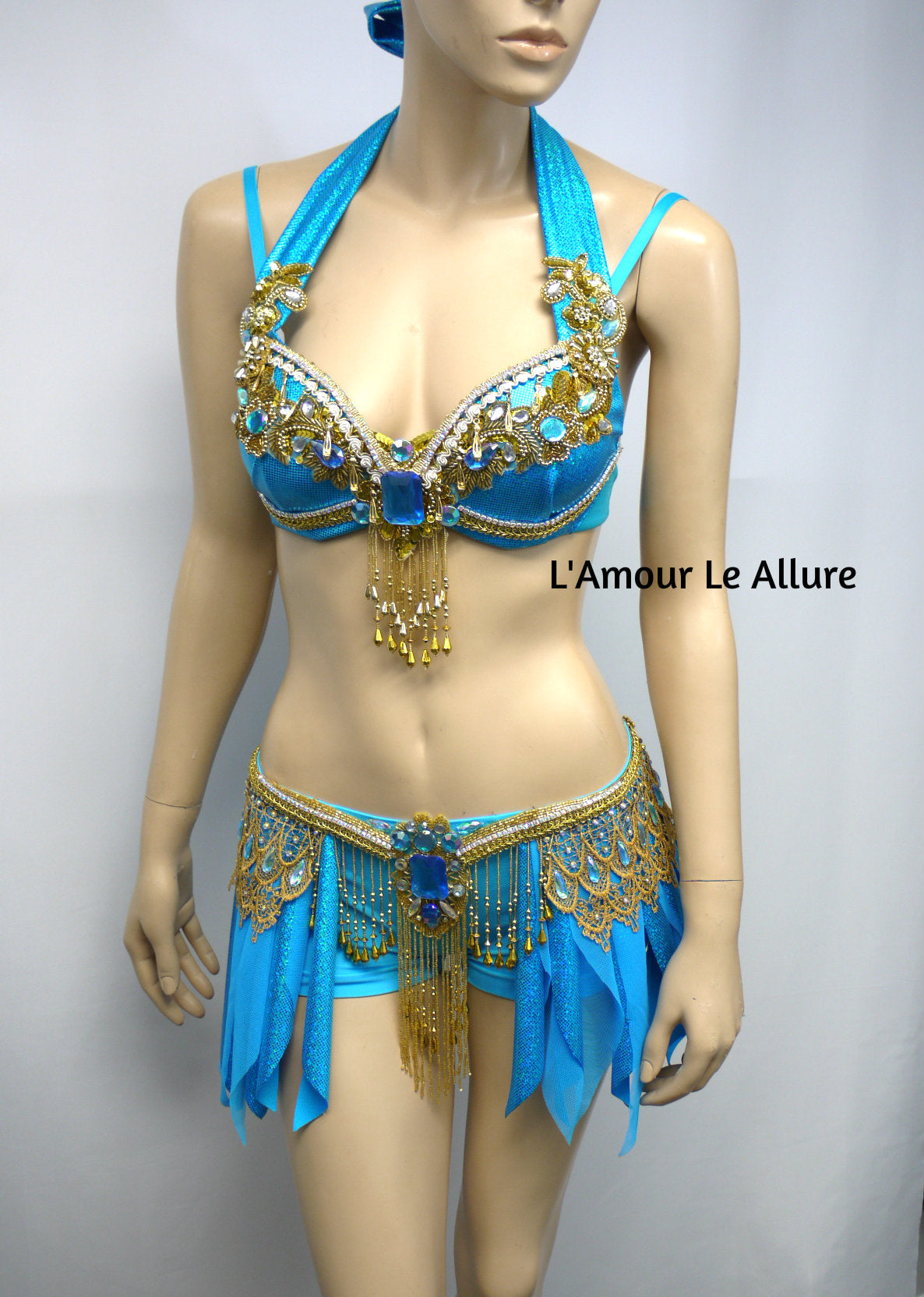 Princess Jasmine Cosplay Dance Costume Rave Bra and Shorts Halloween Comicon