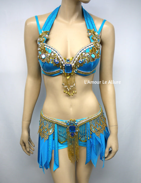 Princess Jasmine Cosplay Dance Costume Rave Bra and Shorts Halloween Comicon