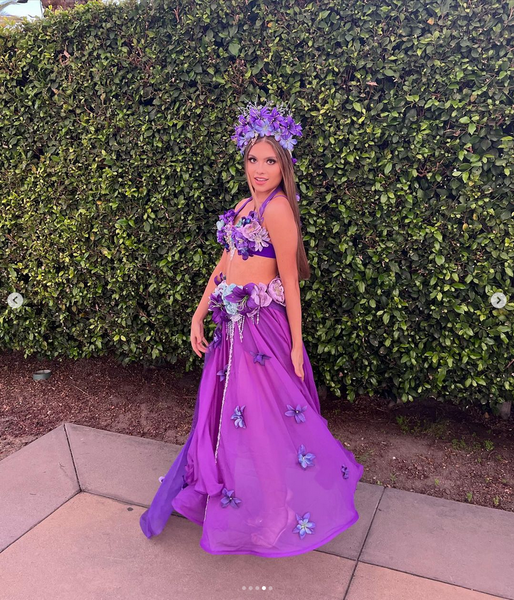 Two Piece Purple and Turquoise Teal Fairy Gown with Train Costume