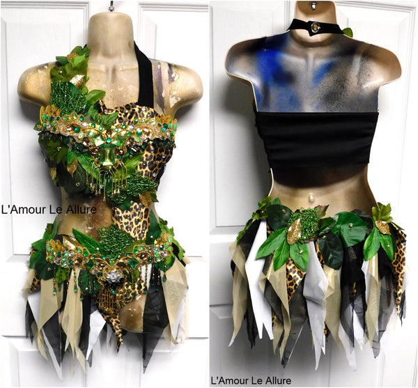 Jungle Forest Cheetah Fairy Monokini Costume Halloween