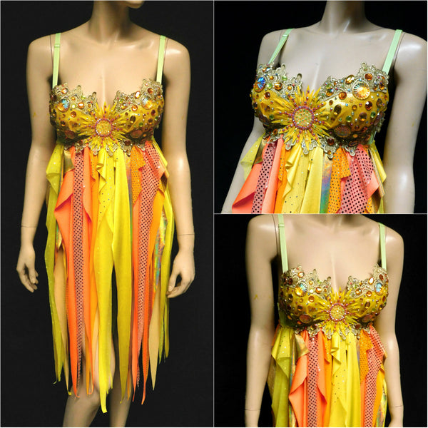 Galaxy Sun Baby Doll Rave Bra Dress