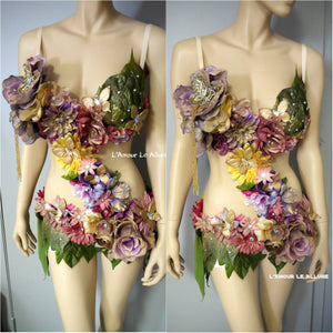 Pink Yellow Lavender and Gold Spring Fairy Monokini Costume