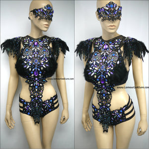 Dark Angel Fairy Costume Dance Rave Bra and Shorts Halloween