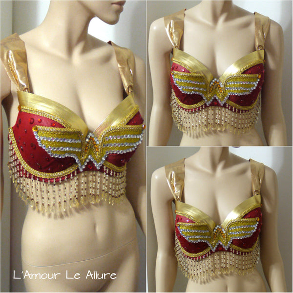 Gold Beaded Wonder Woman Bra