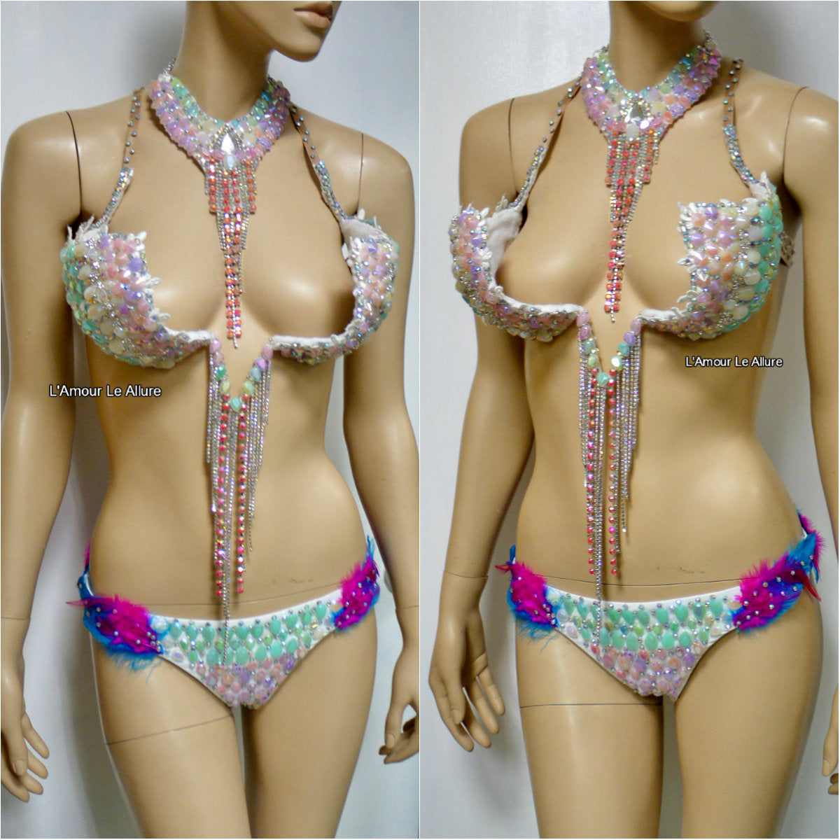 Pastel Unicorn Princess Diamond Samba Carnival Top, Necklace and Bottom