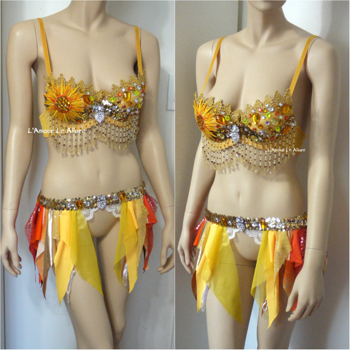 Galaxy Sun Rave Bra and Garter Belt Dance Halloween Costume