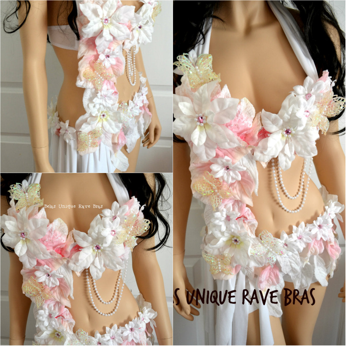 Pink and White Winter Frosted Fairy Monokini Costume