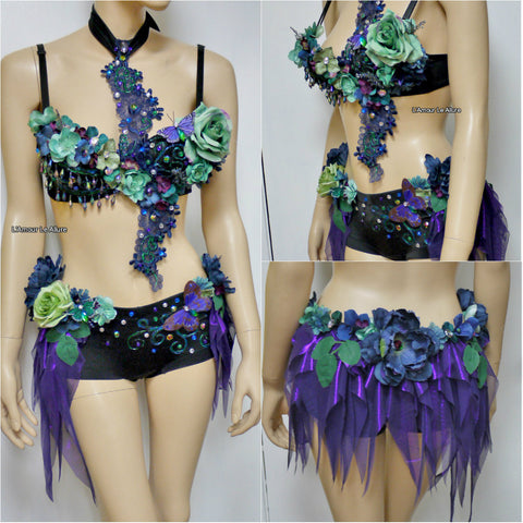 Dark Fairy Costume Cosplay Dance Rave Bra Halloween