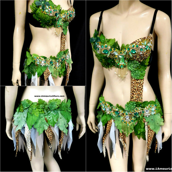 Jungle Forest Cheetah Fairy Monokini Costume Halloween