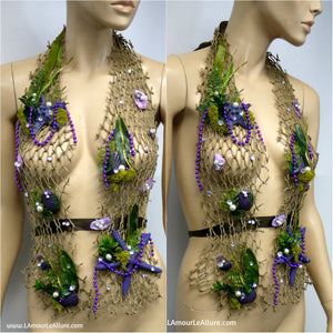 Sirens Of The Sea Purple Green Ariel Netted Siren Mermaid Halter Top