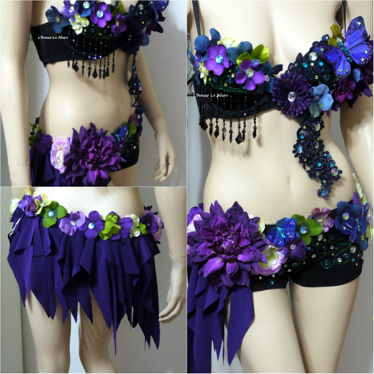 Dark Fairy 2 Costume Cosplay Dance Rave Bra Halloween