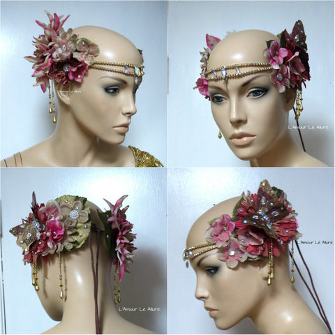 Golden Spring Fairy Goddess Flower Crown Halloween Costume Headband Headpiece Rave