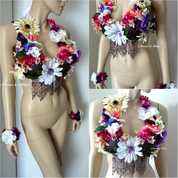 Hula Girl Coconut Flower Bra Dance Costume