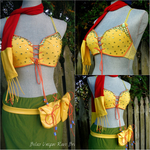 Final Fantasy Rikku Cosplay Dance Costume Rave Halloween