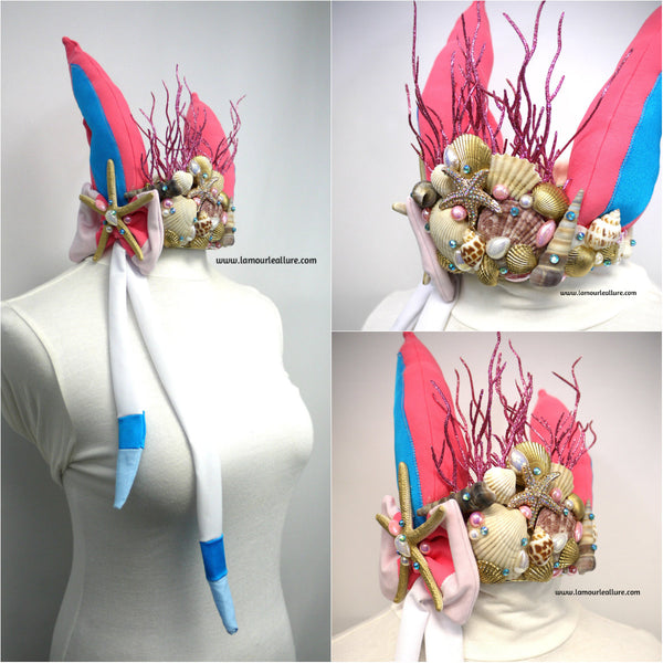 Mermaid Sylveon Ears Crown with Seashell Detailing