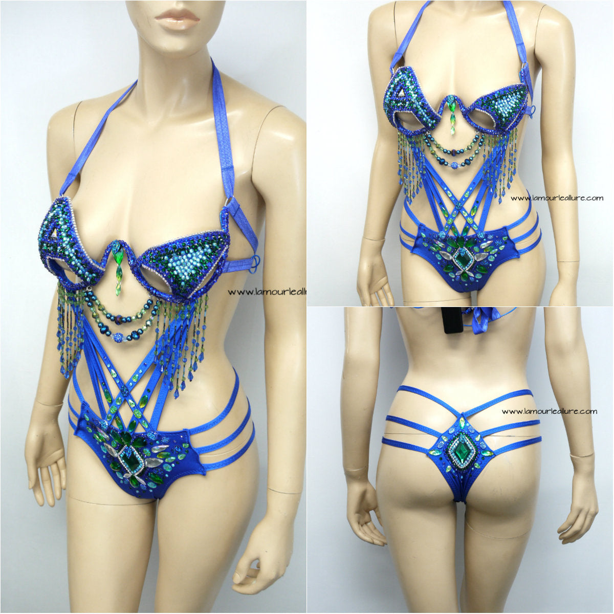 Blue Green ASOT A State of Trance Armin Van Buuren Carnival Samba Rhinestone Monokini