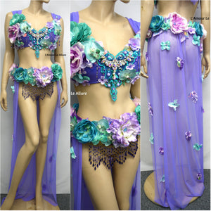 Two Piece Lavender Purple and Turquoise Teal Fairy Gown with Train Costume