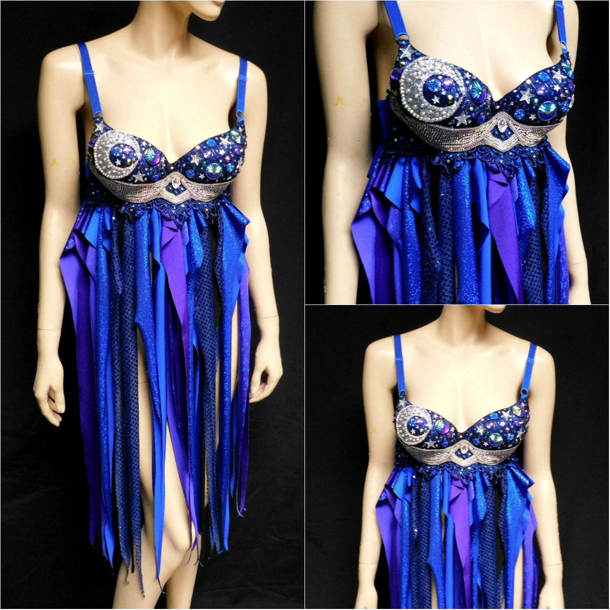 32B Ready to Ship Knee Length Galaxy Moon Baby Doll Dress