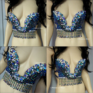 Galaxy Moon Plunge Rave Bra Dance Halloween Costume Gypsy